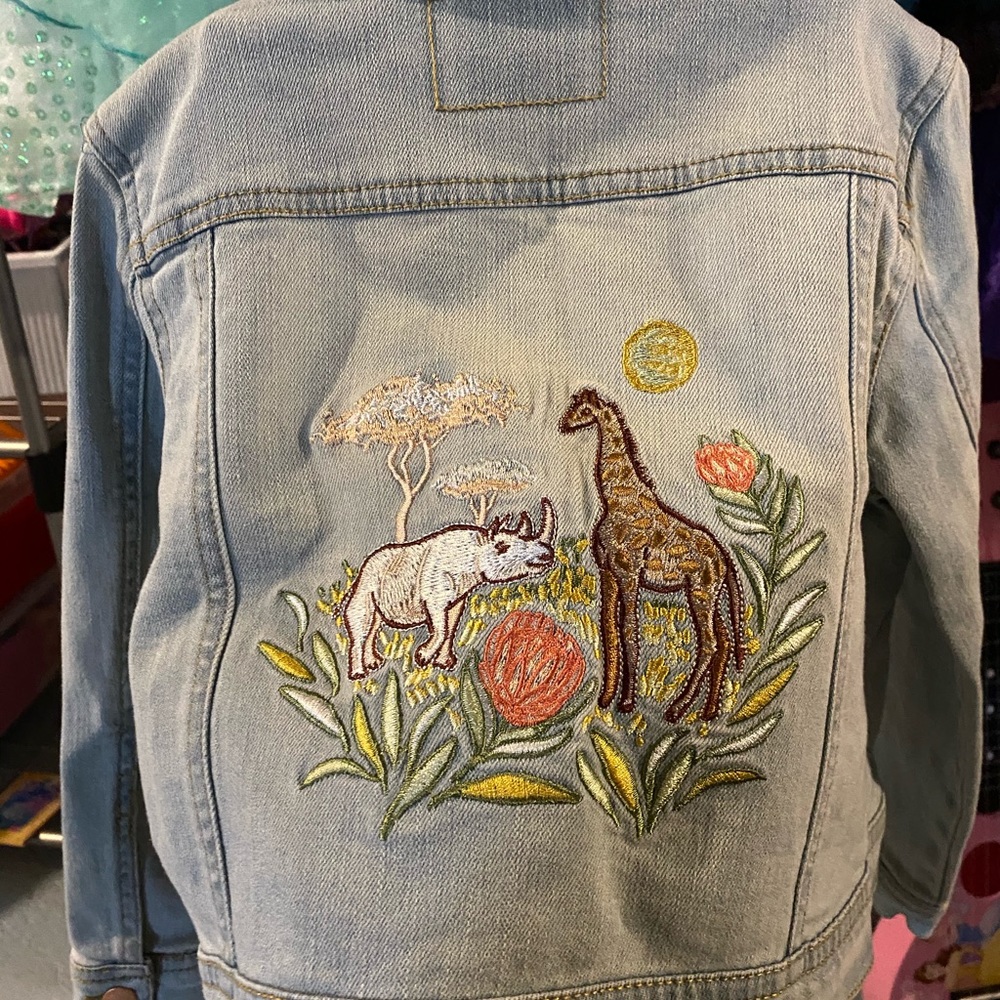 Osh Kosh Kids Jean Jacket Embroidered Animals